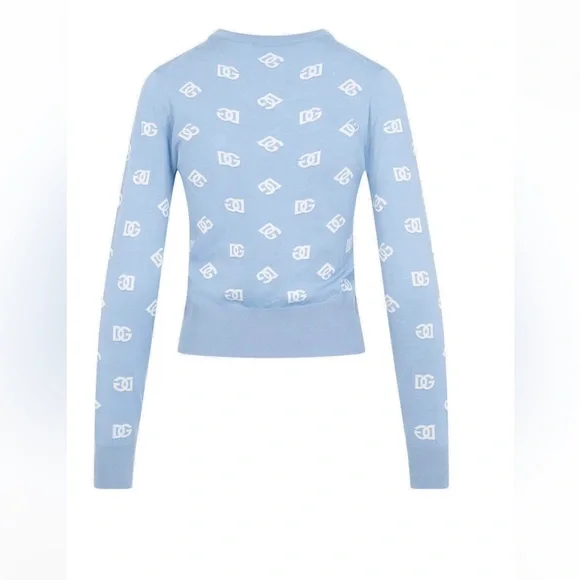 Dolce & Gabbana DG Logo Wool and silk jacquard sweater with tonal DG logo. NWT.